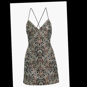 Alice + Olivia Tayla metallic floral-jacquard mini dress